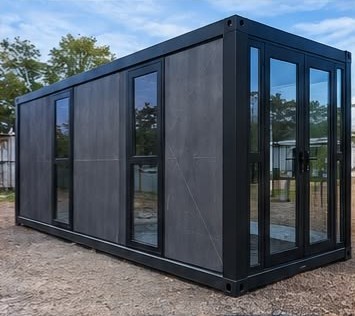Container House Prime: fachada externa da unidade fotografada pela LogBox